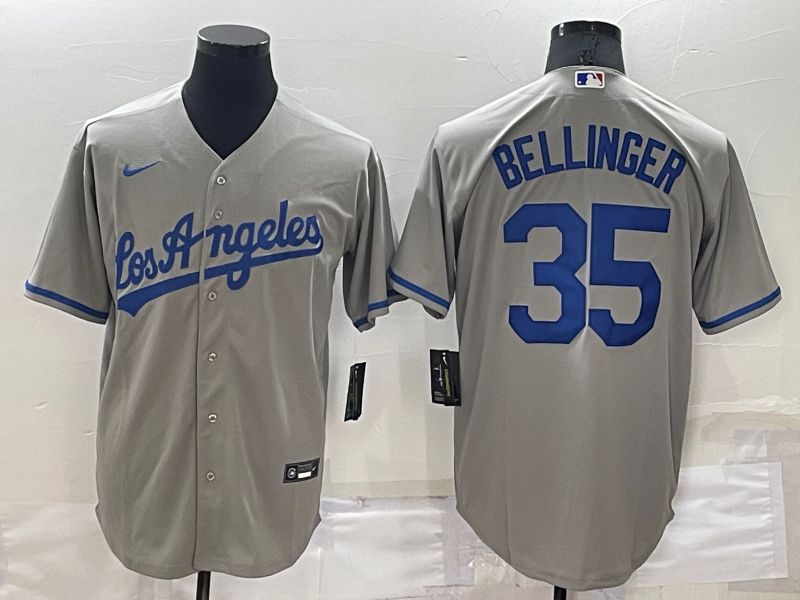 Men Los Angeles Dodgers 35 Bellinger Grey Game Nike 2022 MLB Jerseys